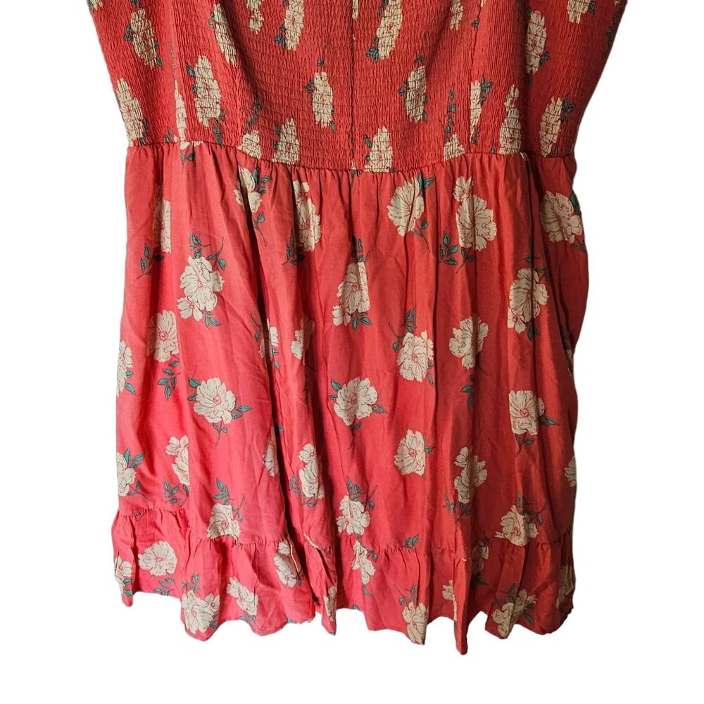 Torrid Coral Peach Floral Mini Challis Smocked Skater Dress Plus Size 4X - Picture 5 of 15